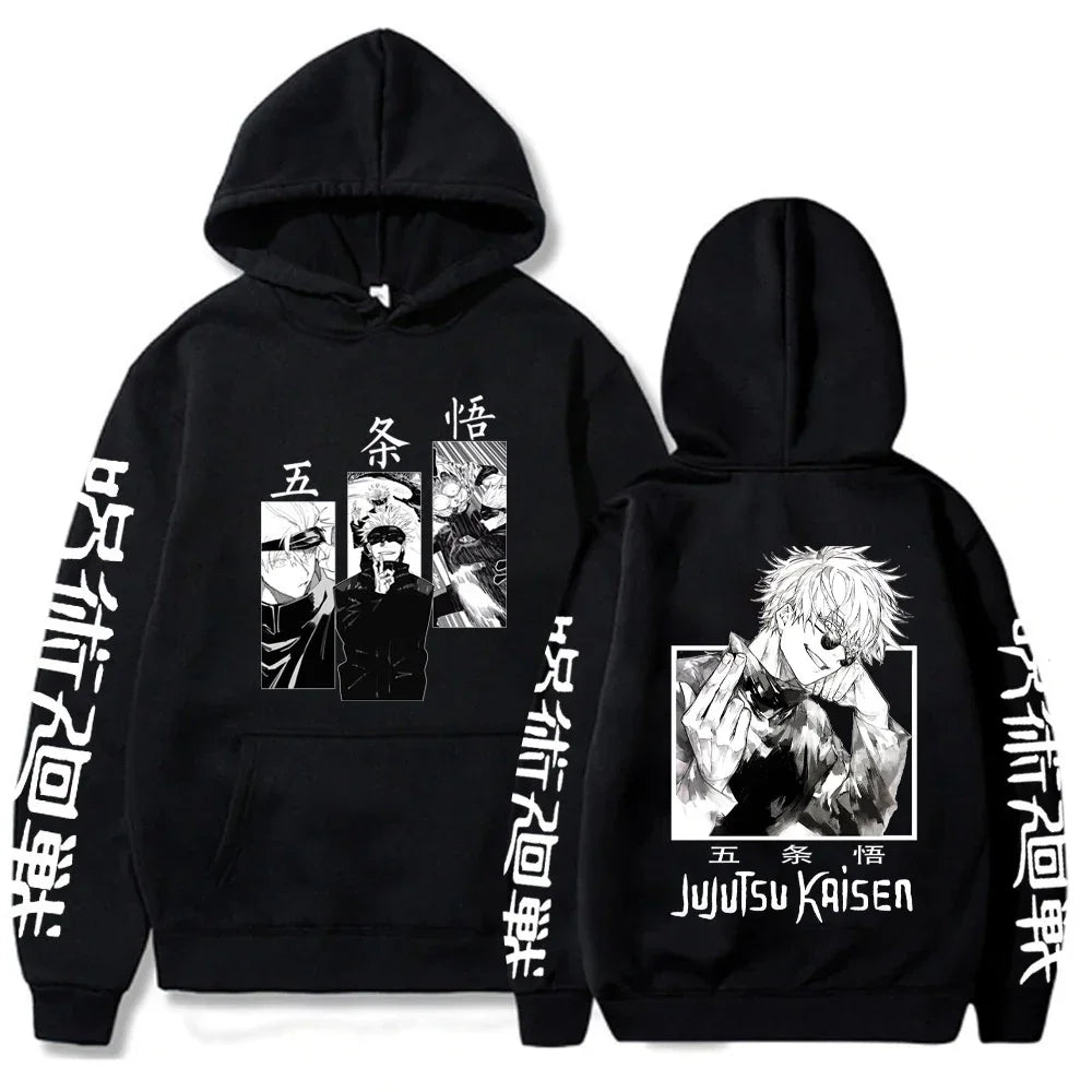 Japon Anime Jujutsu Kaisen hommes sweat à capuche pour femme Satoru Gojo sweat-shirt ample unisexe automne chaud décontracté Streetwear
