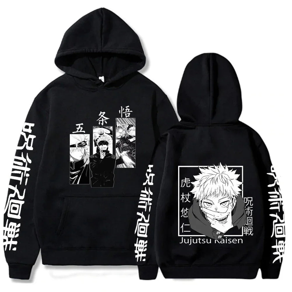 Japon Anime Jujutsu Kaisen hommes sweat à capuche pour femme Satoru Gojo sweat-shirt ample unisexe automne chaud décontracté Streetwear
