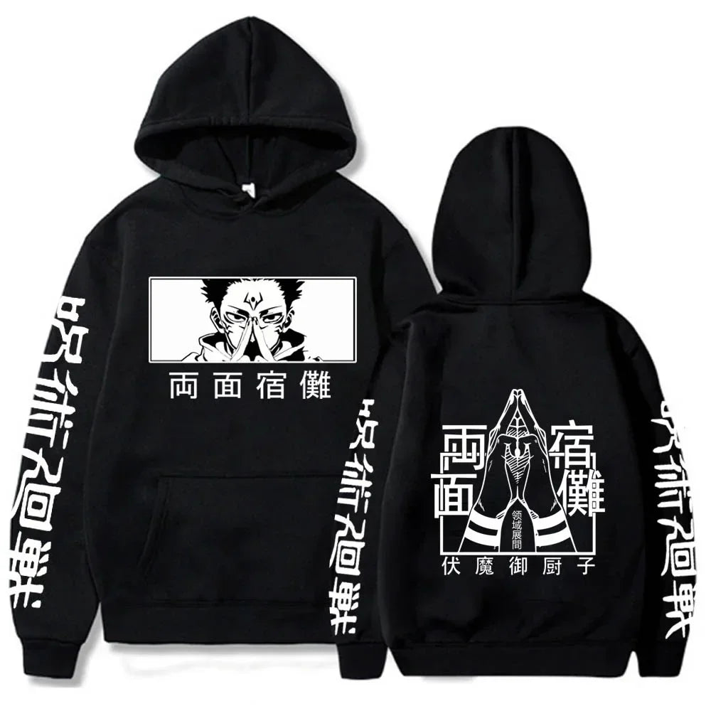 Japon Anime Jujutsu Kaisen hommes sweat à capuche pour femme Satoru Gojo sweat-shirt ample unisexe automne chaud décontracté Streetwear