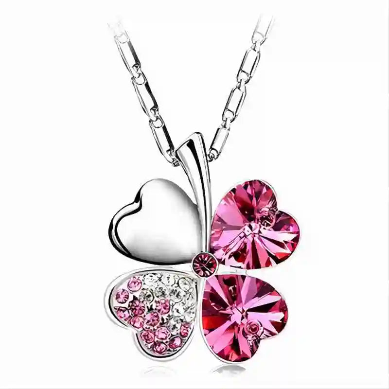 Cristal 4 feuilles trèfle pendentif colliers amant cadeau d'anniversaire qualité mode bijoux livraison directe charme filles mariage