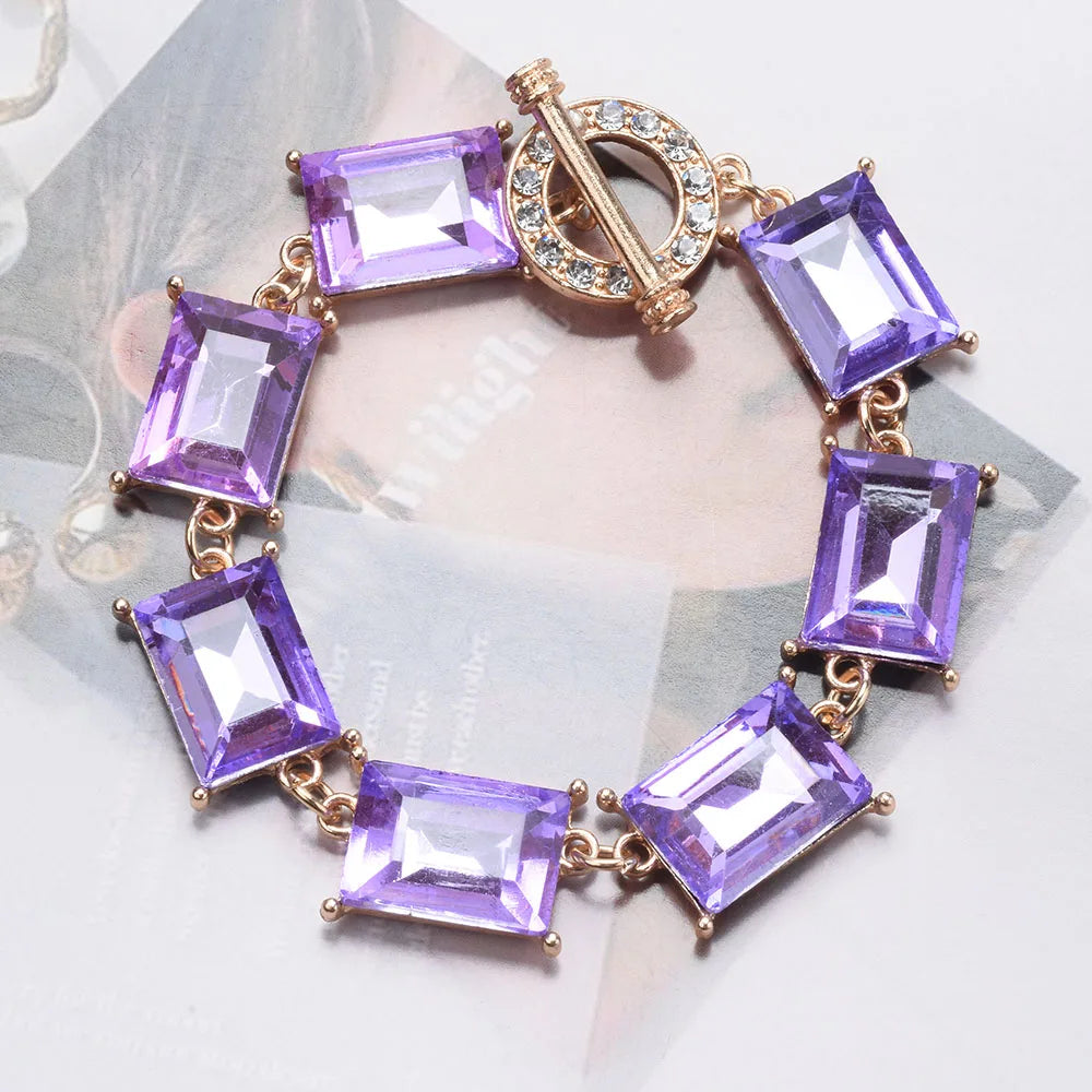 Bracelets en cristal de verre violet jaune bleu pour femmes, bijoux à breloques de luxe, style Boho ethnique, nouvelle collection 2025