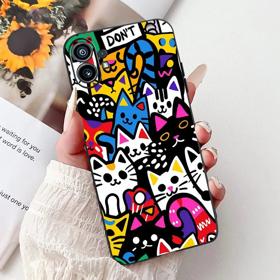 Coque de téléphone 6.55 "pour rien de téléphone (1) One 1 A063 couverture arrière antichoc en Silicone noir souple pour rien Phone1 dessin animé Funda nouveau