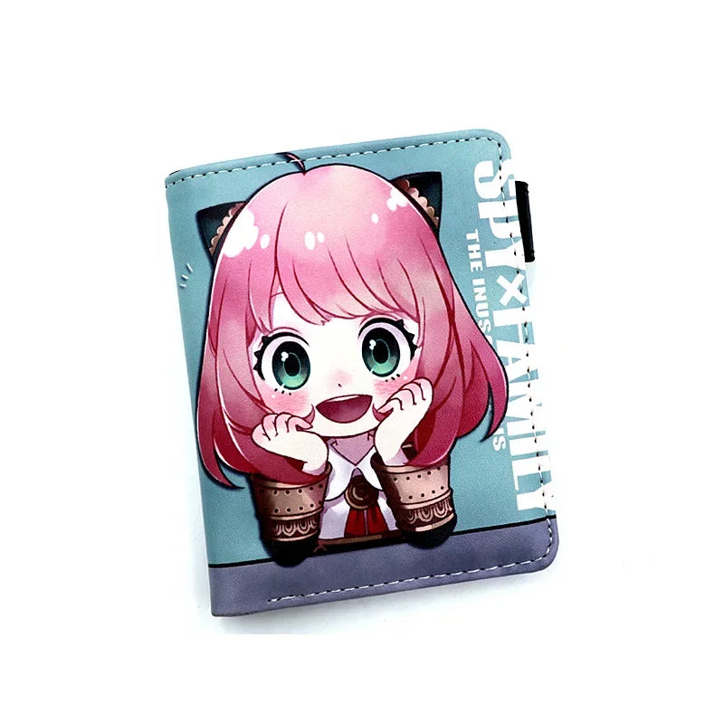 Anime SPY×FAMILY Loid Anya Forger Yor PU Bifold Short Wallets Coin Purse with Inner Zipper Pocket