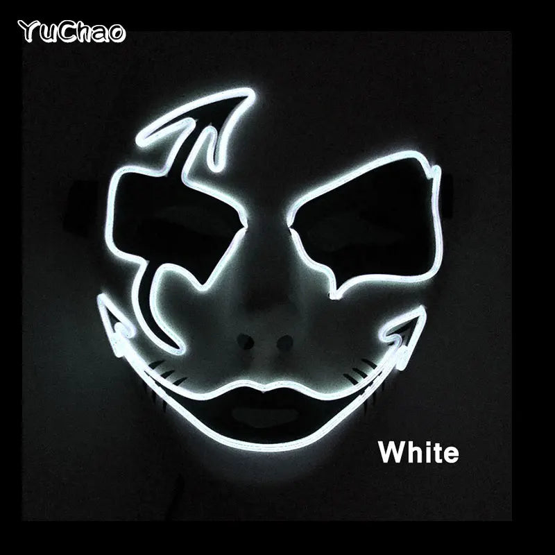 Masque lumineux pour Costume d'halloween, masque de Cosplay LED Demon Slayer pour hommes et femmes, accessoires de maison hantée d'horreur