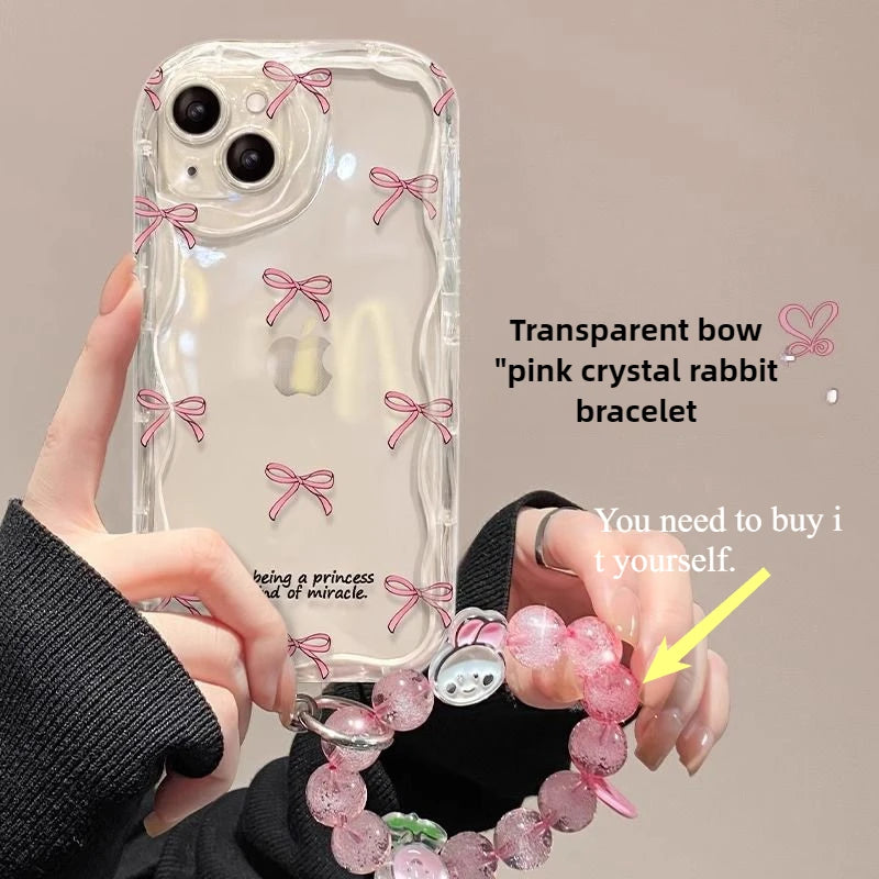 Coque de téléphone à nœud papillon pour IPhone 16 Pro Max 15 14 13 12 11 Plus, antichoc, transparente, souple, Protection arrière