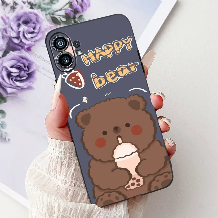 Coque de téléphone 6.55 "pour rien de téléphone (1) One 1 A063 couverture arrière antichoc en Silicone noir souple pour rien Phone1 dessin animé Funda nouveau