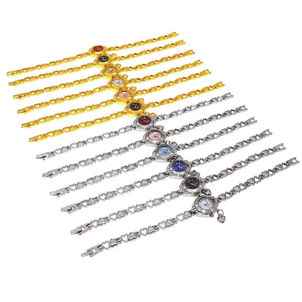 Montre-bracelet à quartz avec pendentif coeur pour femme, petit cadran, mode, mignon, vente en gros, nouveauté