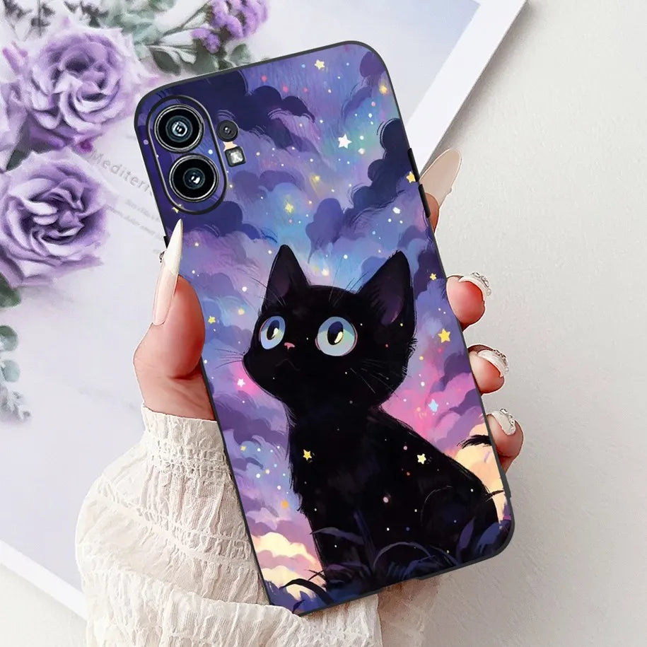 Coque de téléphone 6.55 "pour rien de téléphone (1) One 1 A063 couverture arrière antichoc en Silicone noir souple pour rien Phone1 dessin animé Funda nouveau