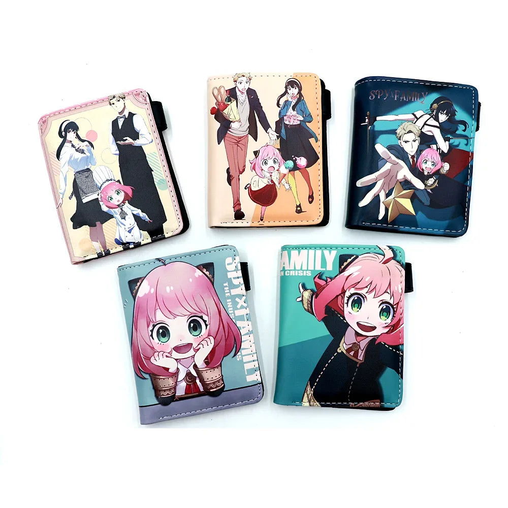 Anime SPY×FAMILY Loid Anya Forger Yor PU Bifold Short Wallets Coin Purse with Inner Zipper Pocket