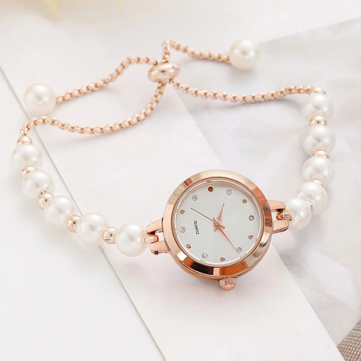 LUCKY FOX nouveau Style minimaliste Bracelet de perles femmes montre à Quartz à la mode petit disque conception lumière luxe bijoux femmes montre