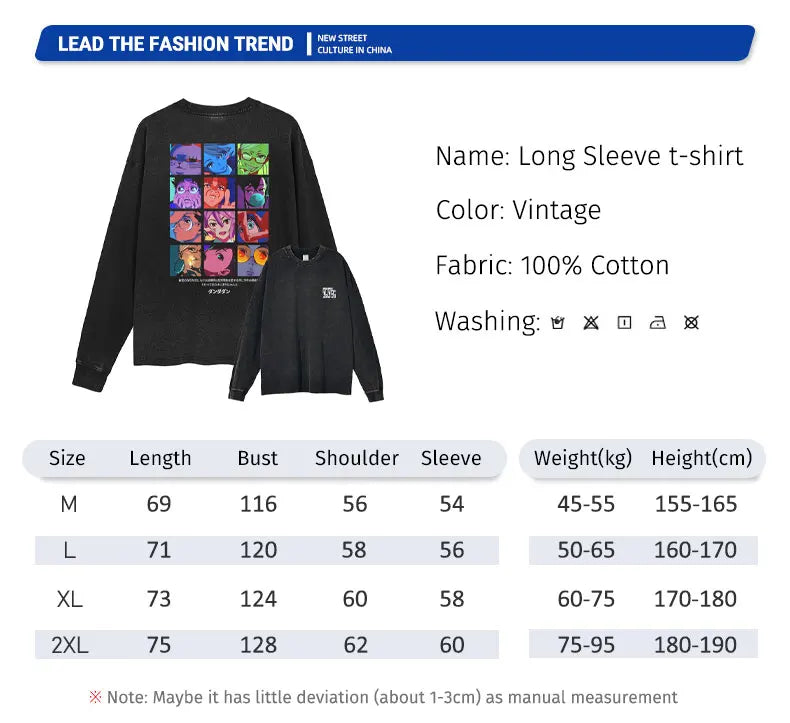 Anime Dandadan Long Sleeve Sweater, Vintage Washed Dan Da Dan T Shirts, Respzed Ayase Momo PVD Y-Tees, 100% Cotton