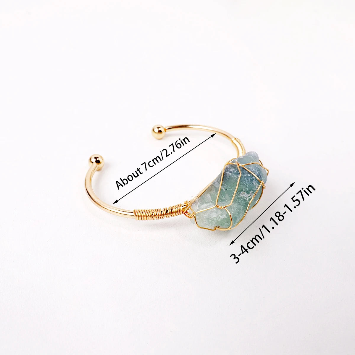 Bracelet en cristal naturel avec pierres précieuses brutes, 1 pièce, fil de cuivre tissé à la main, ouvert, breloque assortie à la mode, bijoux fins