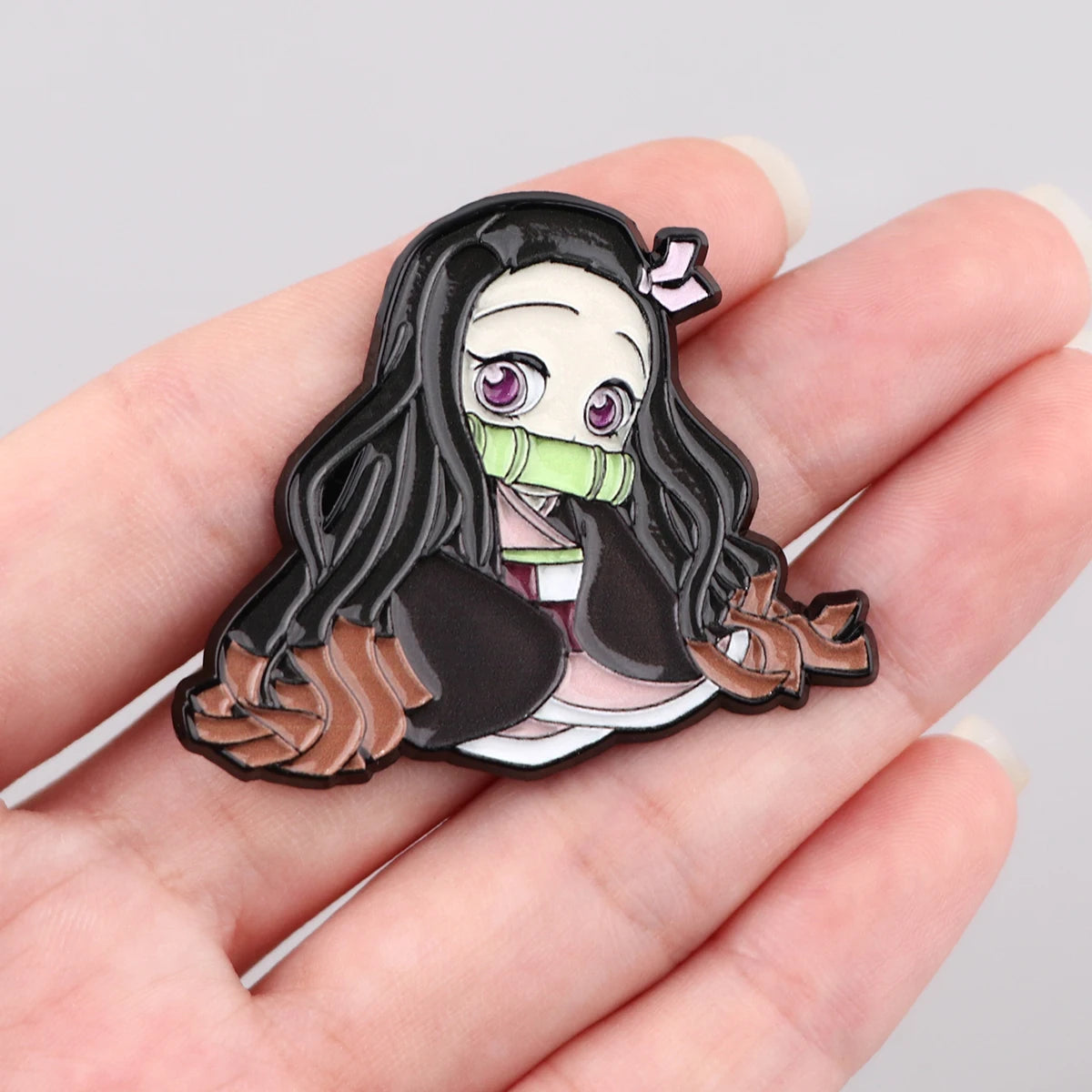 Nezuko Enamel Pins Brooches for Women Backpack Badges Cosplay Accessories Fashion Jewelry Toys Gift