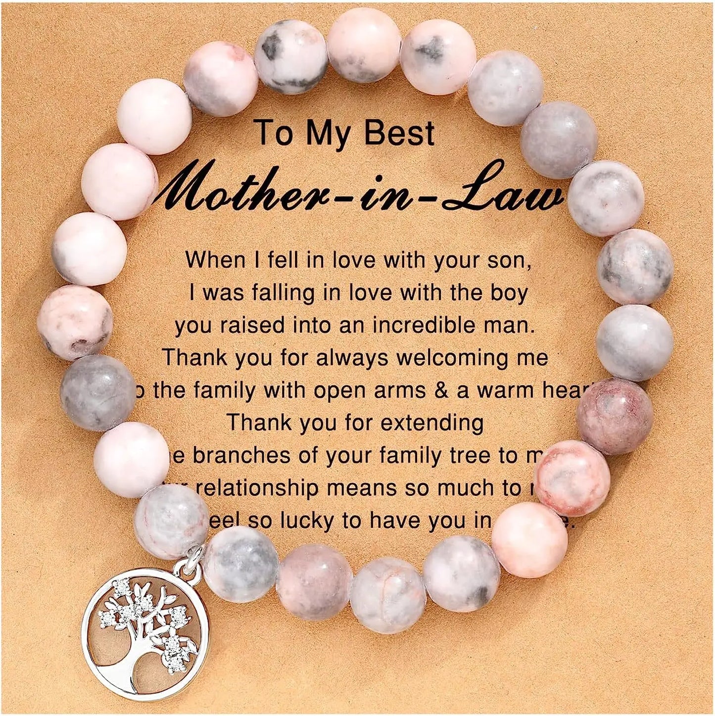 Bracelet en Agate violette, carte d'arbre de vie, Bracelet en pierre naturelle perlée de Rhodochrosite, cadeaux d'anniversaire et de noël pour Nana/grand-mère/maman
