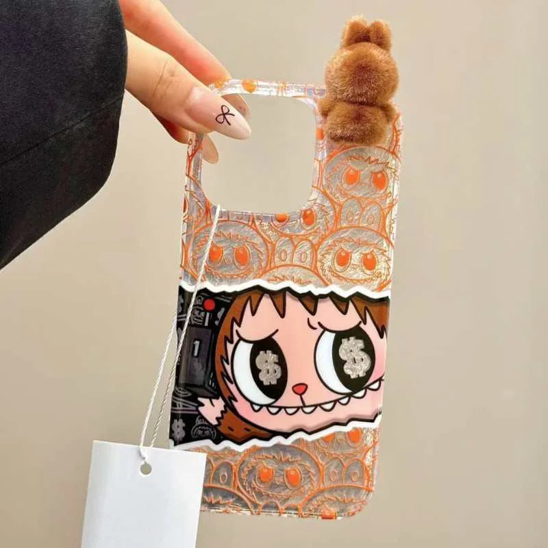 Dessin animé 3d mignon fête Labubu coque de téléphone adapté pour Iphone 16 15 14 13 12 11 série mat antichoc coque de téléphone en Silicone