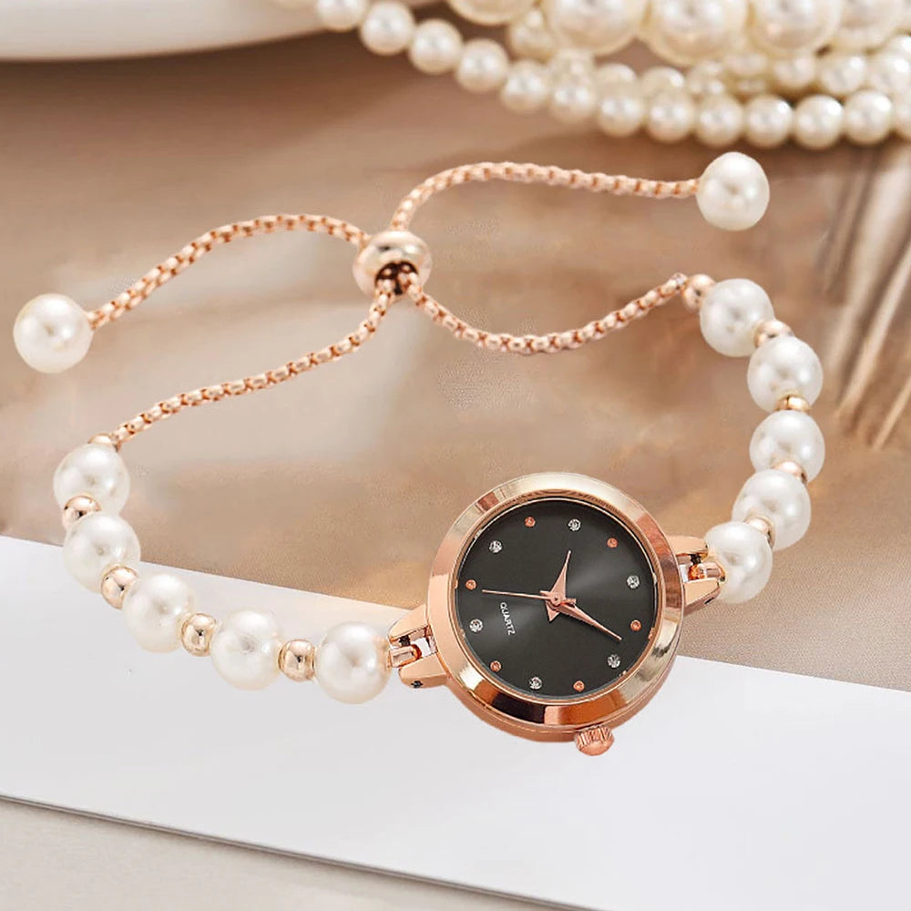 LUCKY FOX nouveau Style minimaliste Bracelet de perles femmes montre à Quartz à la mode petit disque conception lumière luxe bijoux femmes montre