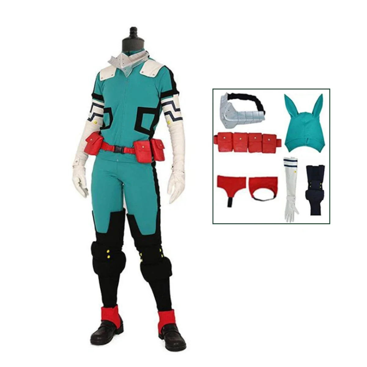 Anime My Hero Academia Midoriya Izuku Deku Battle Cosplay Kostum Halloween Costume Party Carnival Unisex Set