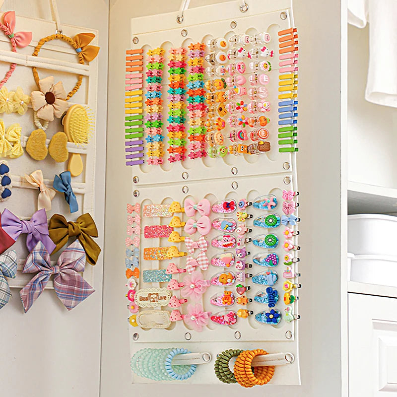 Organisateur de nœuds de cheveux, tenture murale, support de bandeau de grande capacité, cintre de rangement de pinces à cheveux, accessoire permettant de gagner de l'espace pour chambre de fille
