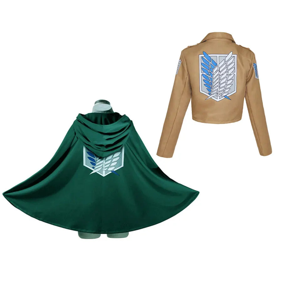 Attack on Titan Cosplay Costume, Anime Shingeki no Kyojin Cosplay, Jacket Coat, Eren Scout Legion, Green Cape Coat, Halloween