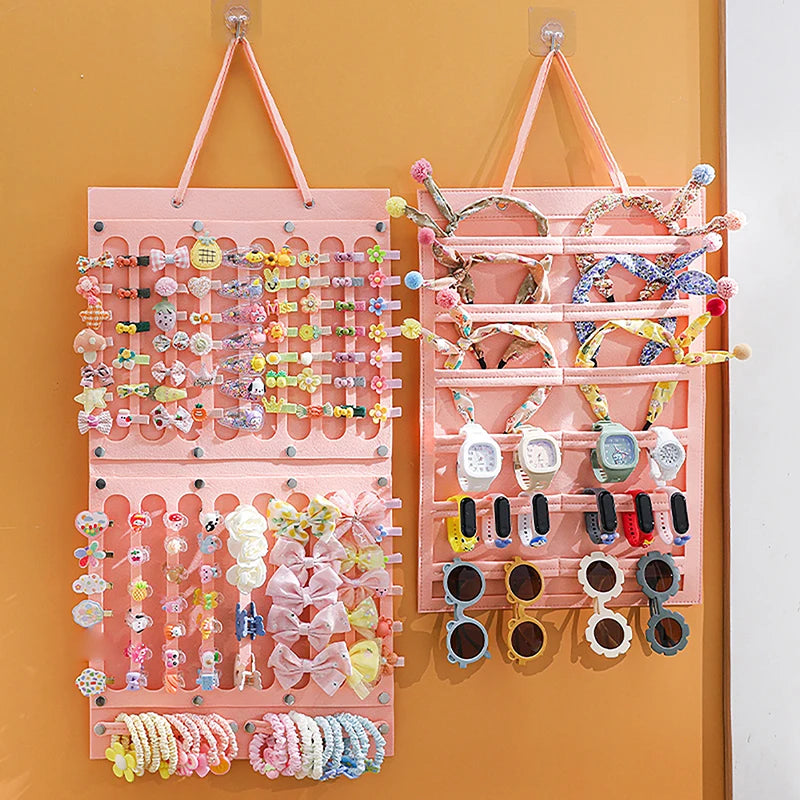 Organisateur de nœuds de cheveux, tenture murale, support de bandeau de grande capacité, cintre de rangement de pinces à cheveux, accessoire permettant de gagner de l'espace pour chambre de fille