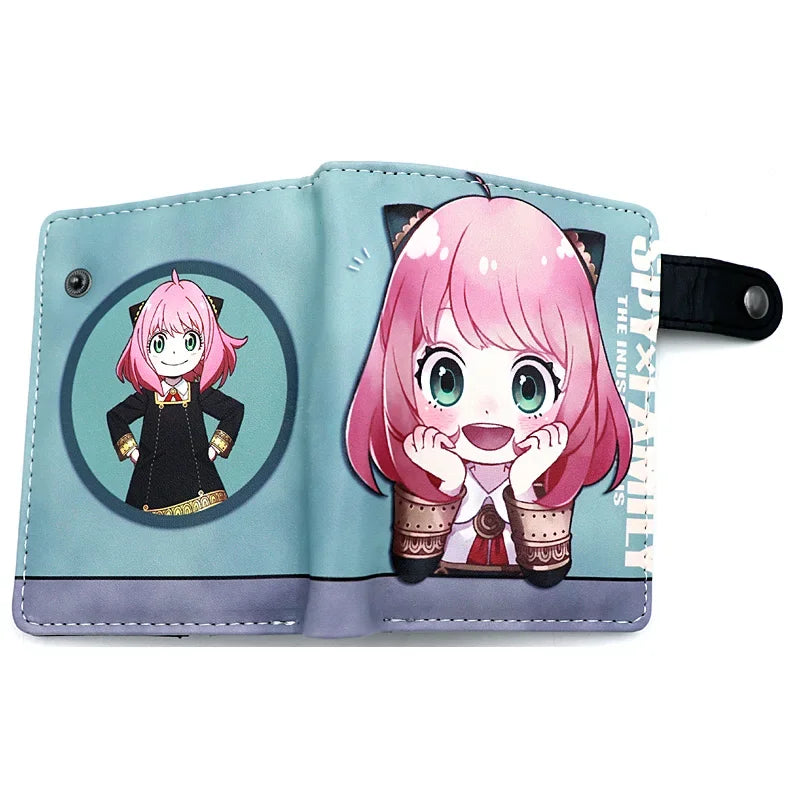 Anime SPY×FAMILY Loid Anya Forger Yor PU Bifold Short Wallets Coin Purse with Inner Zipper Pocket