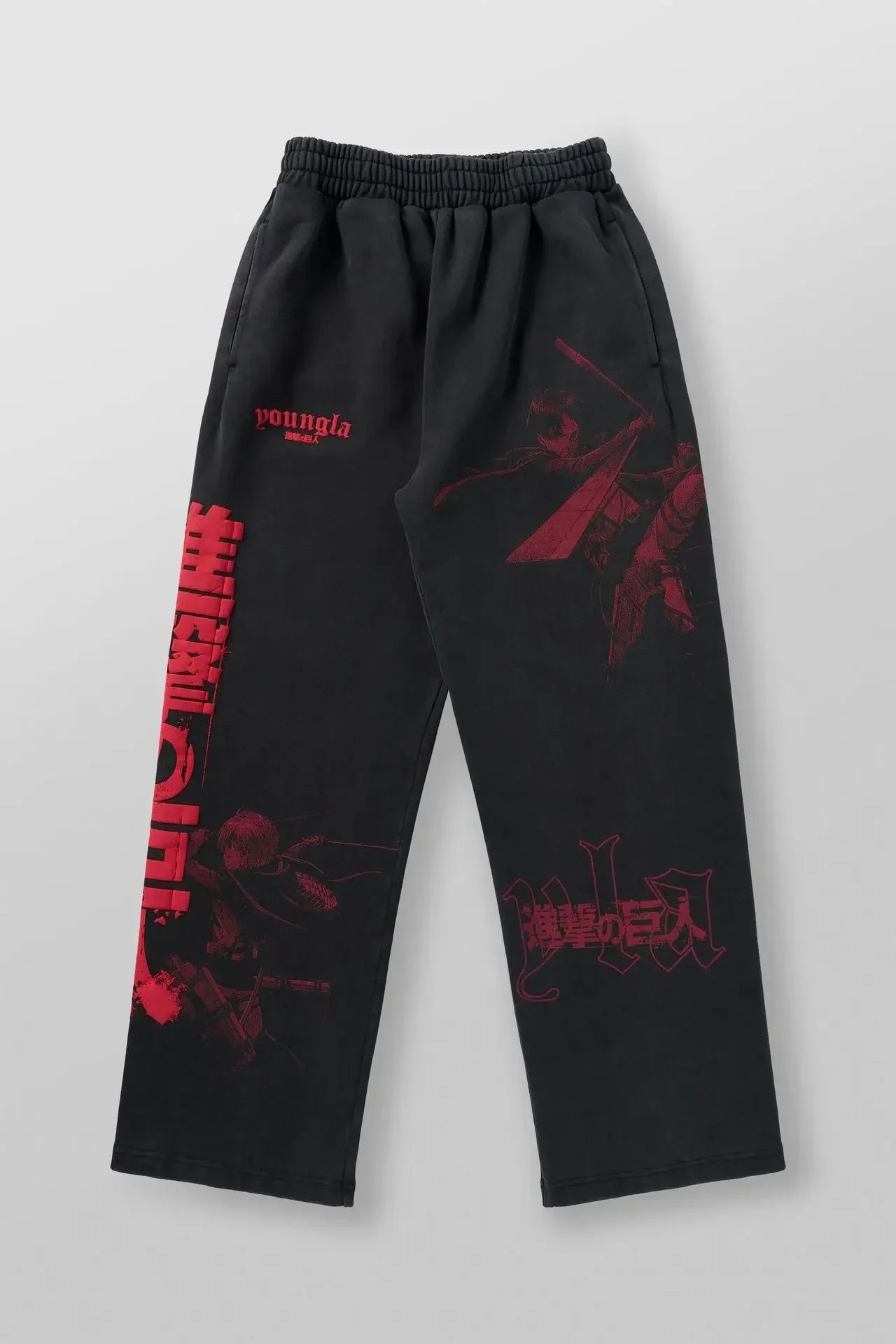 YOUNGLA American Cartoon Attack on Titan Jogger Cotton Wool Printed Wide Leg Pants