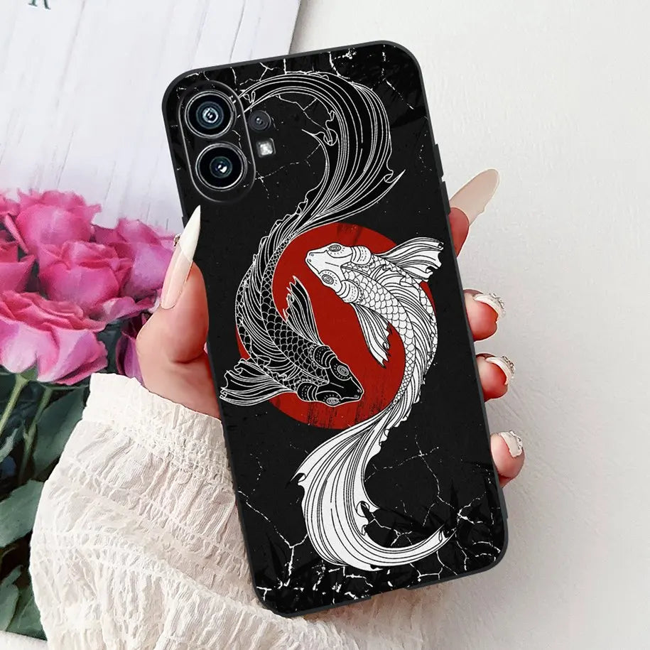 Coque de téléphone 6.55 "pour rien de téléphone (1) One 1 A063 couverture arrière antichoc en Silicone noir souple pour rien Phone1 dessin animé Funda nouveau