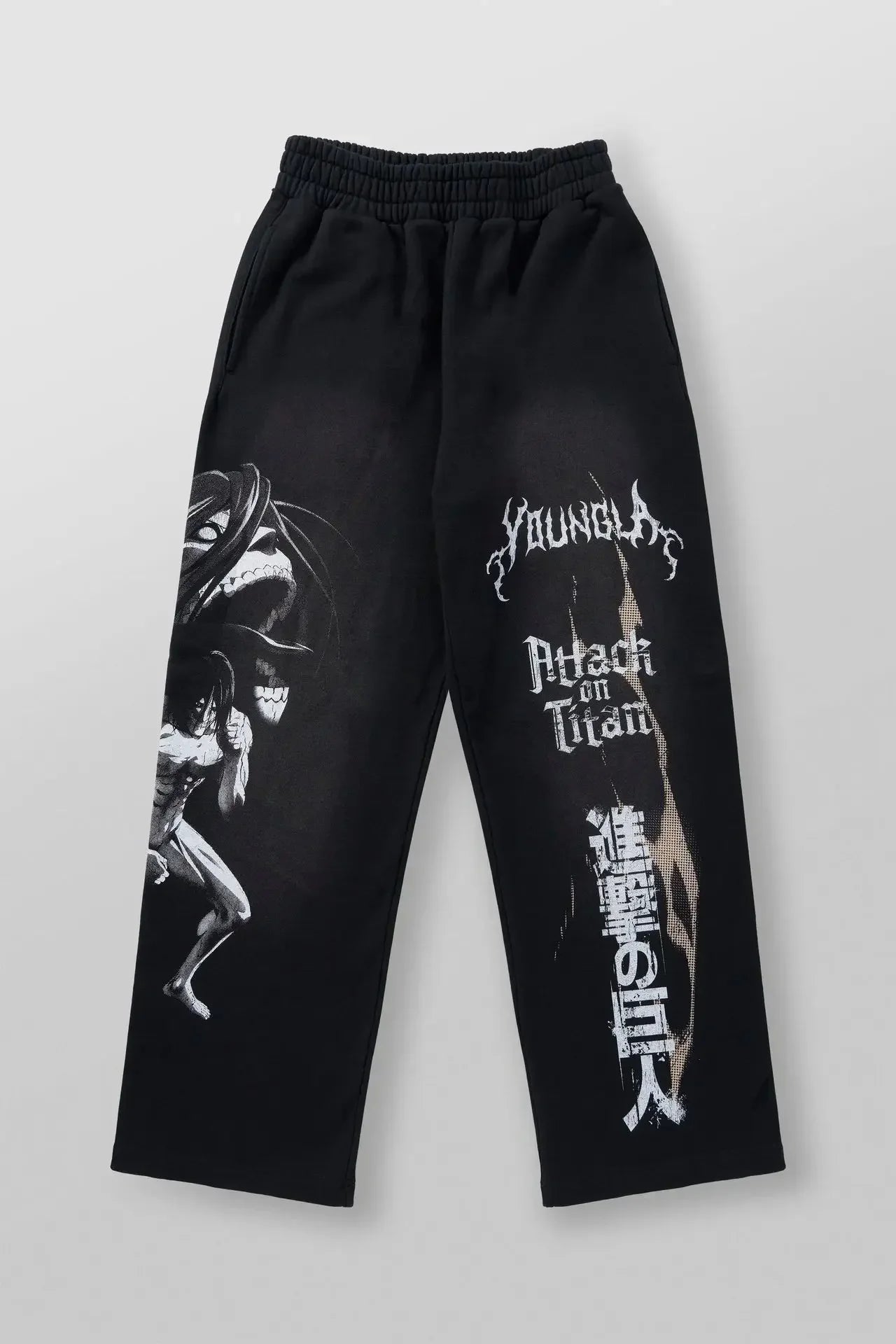 YOUNGLA American Cartoon Attack on Titan Jogger Cotton Wool Printed Wide Leg Pants