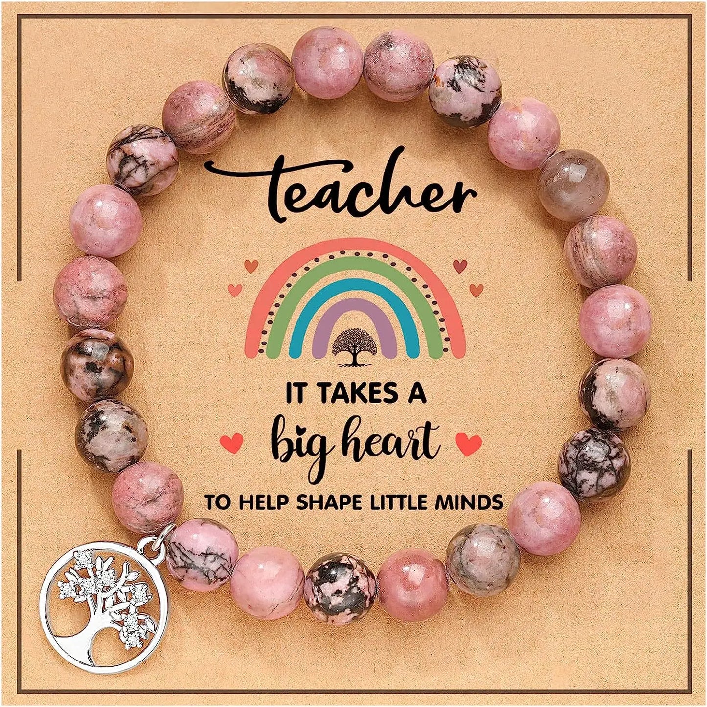 Bracelet en Agate violette, carte d'arbre de vie, Bracelet en pierre naturelle perlée de Rhodochrosite, cadeaux d'anniversaire et de noël pour Nana/grand-mère/maman