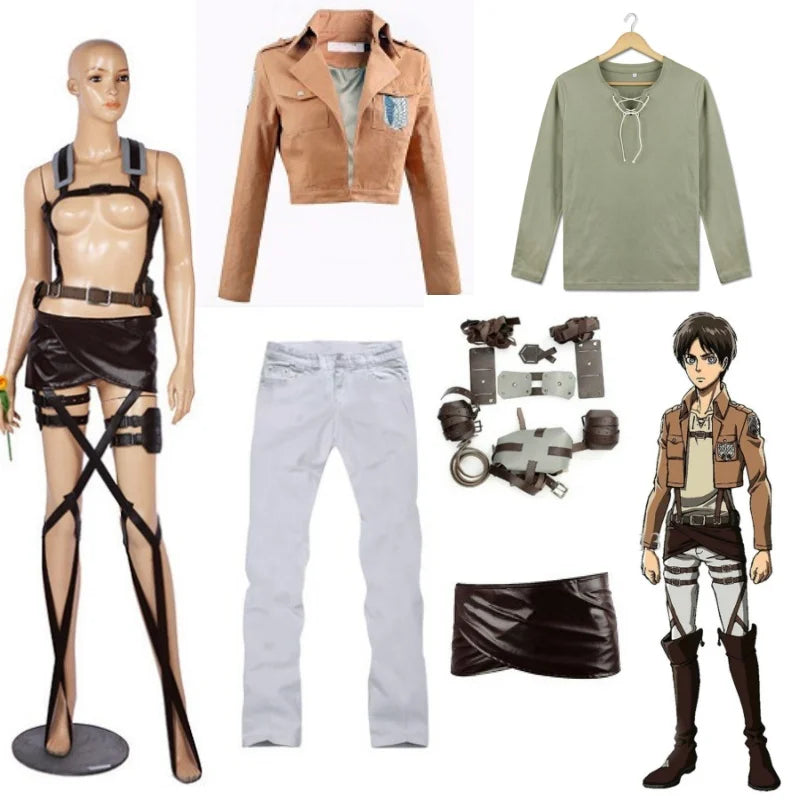 Attack on Titan Levi Ackerman Anime Cosplay Belt, Mikasa Eren Jaeger, Soldier Commander, Poitou Corps, Freedom Wings