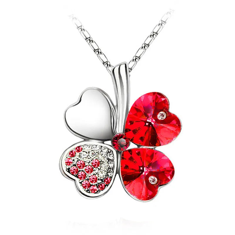 Cristal 4 feuilles trèfle pendentif colliers amant cadeau d'anniversaire qualité mode bijoux livraison directe charme filles mariage