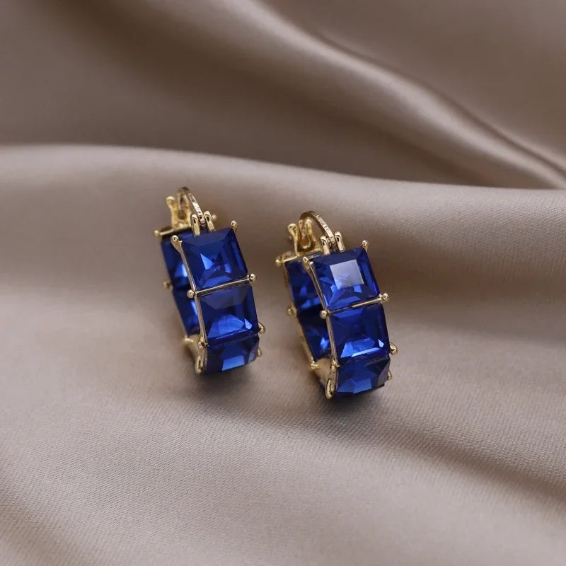 Boucles d'oreilles carrées en cristal gris plaqué or, nouveau Design coréen, bijoux à la mode, accessoires de travail quotidiens élégants pour femmes, 2023