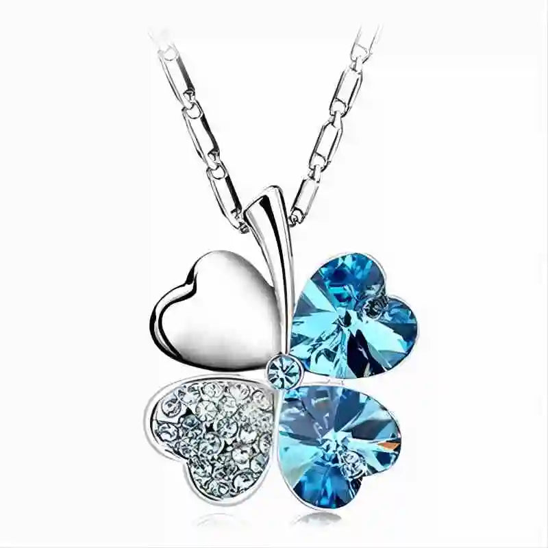 Cristal 4 feuilles trèfle pendentif colliers amant cadeau d'anniversaire qualité mode bijoux livraison directe charme filles mariage