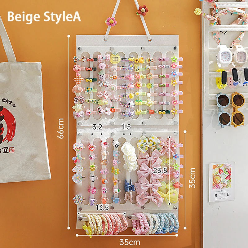 Organisateur de nœuds de cheveux, tenture murale, support de bandeau de grande capacité, cintre de rangement de pinces à cheveux, accessoire permettant de gagner de l'espace pour chambre de fille