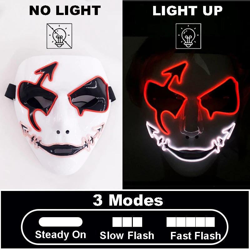 Masque lumineux pour Costume d'halloween, masque de Cosplay LED Demon Slayer pour hommes et femmes, accessoires de maison hantée d'horreur