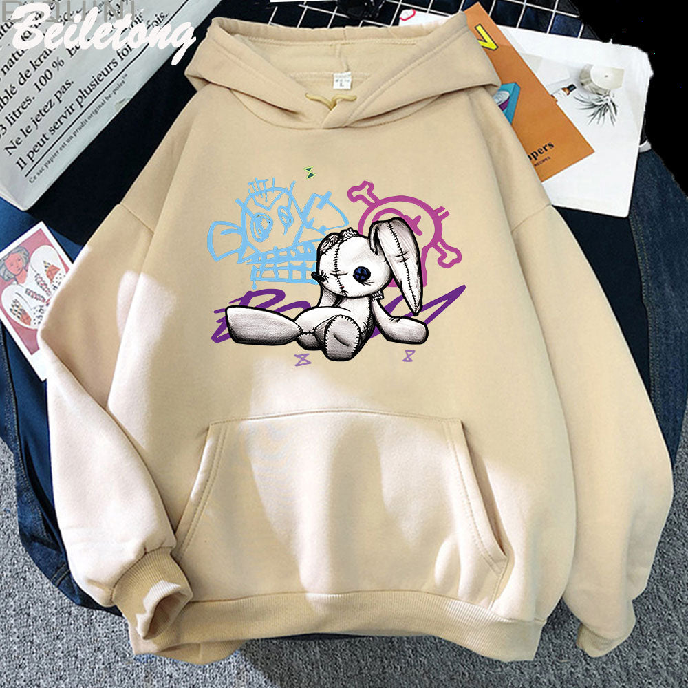 Arcane Jinx Hoodie Monkey Doll Rabbit Graffiti Grunge Style Kpop Clothes Black Anime Sweatshirt Streetwear Unisex Women Clothing