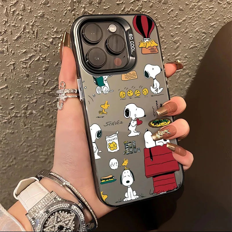 Jolie coque de téléphone Snoopy de dessin animé, étui antichoc pour iPhone 16 15 14 13 12 11 Pro Max XR XS MAX 7 8 PLUS MINI Y2K