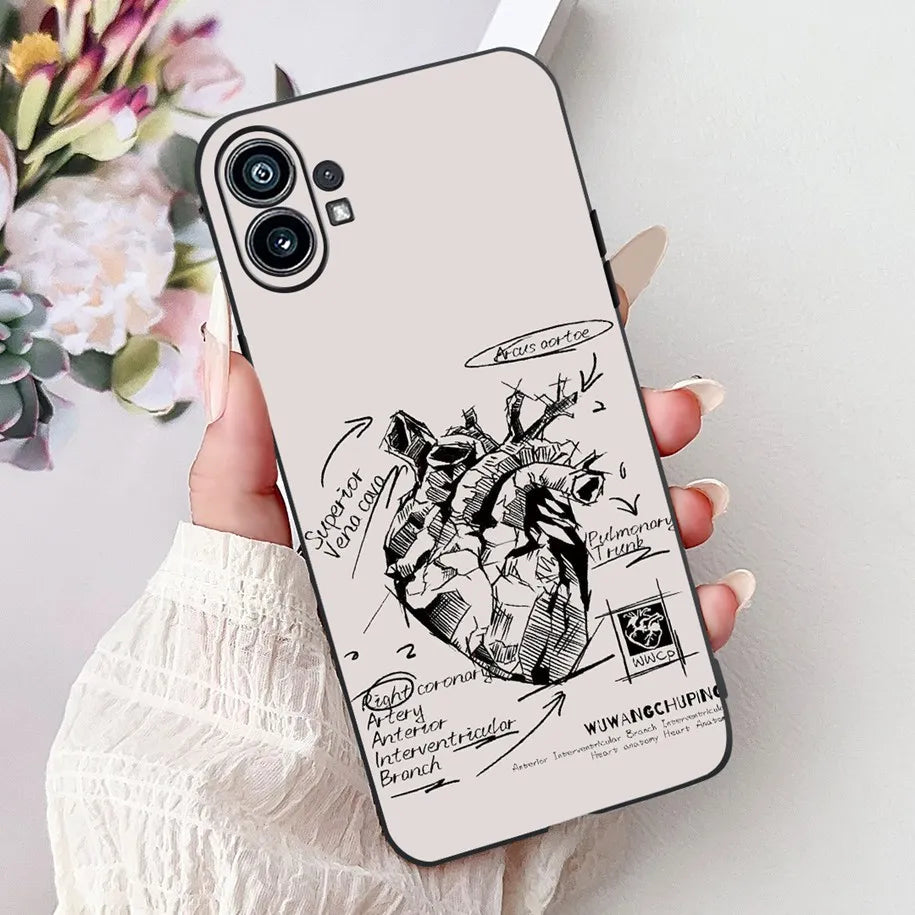 Coque de téléphone 6.55 "pour rien de téléphone (1) One 1 A063 couverture arrière antichoc en Silicone noir souple pour rien Phone1 dessin animé Funda nouveau