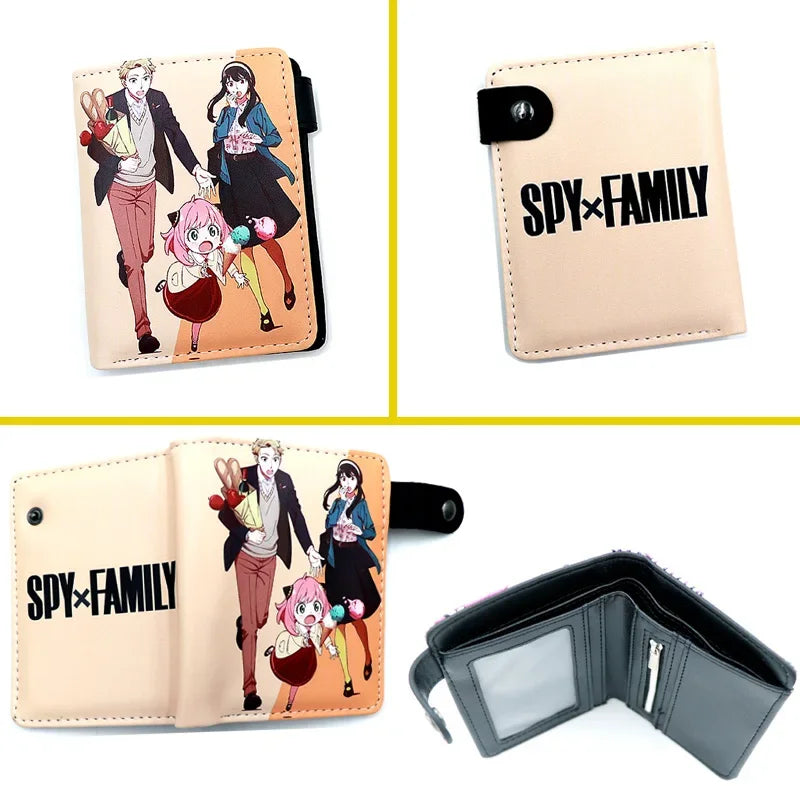 Anime SPY×FAMILY Loid Anya Forger Yor PU Bifold Short Wallets Coin Purse with Inner Zipper Pocket