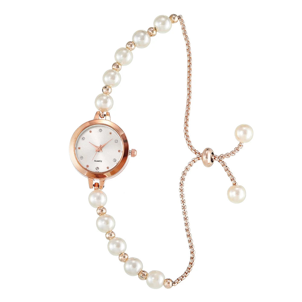 LUCKY FOX nouveau Style minimaliste Bracelet de perles femmes montre à Quartz à la mode petit disque conception lumière luxe bijoux femmes montre