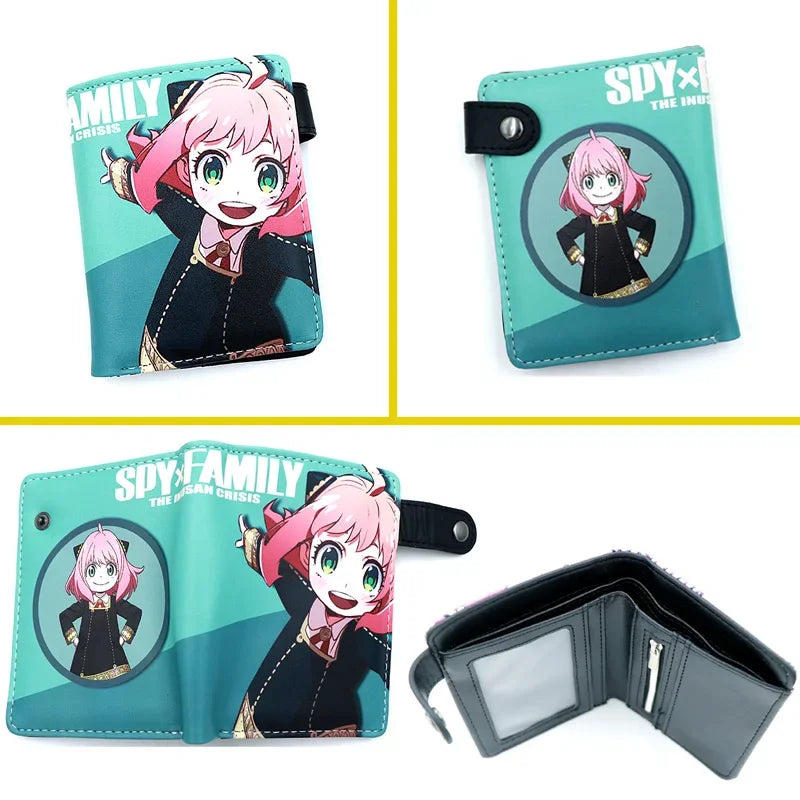 Anime SPY×FAMILY Loid Anya Forger Yor PU Bifold Short Wallets Coin Purse with Inner Zipper Pocket