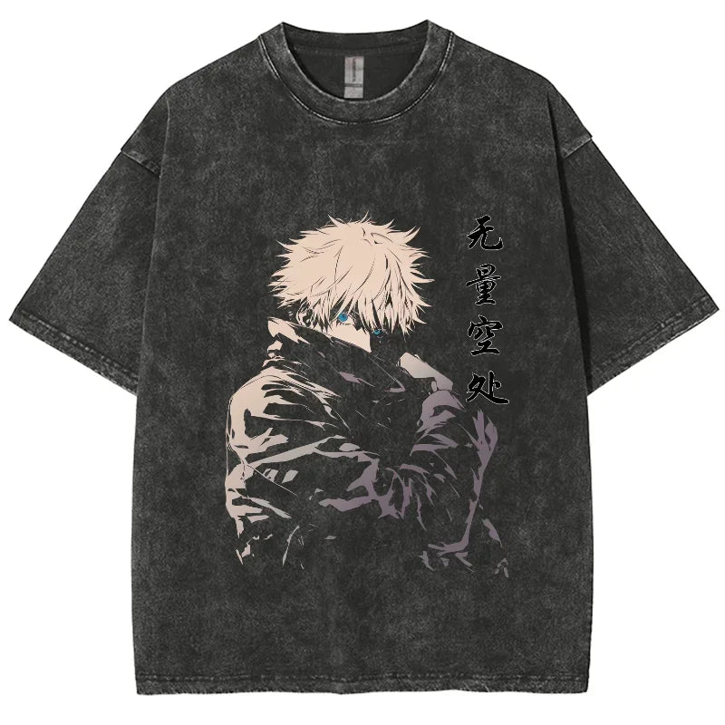 Anime Jujutsu Kaisen Gojo Satoru T-Shirts Washed Men Women Cotton Harajuku T-Shirts Ryomen Sukuna Retro Men's Women's Top Tees
