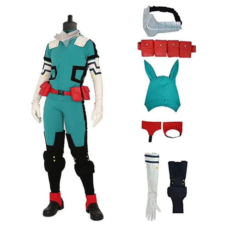 Anime My Hero Academia Midoriya Izuku Deku Battle Cosplay Kostum Halloween Costume Party Carnival Unisex Set