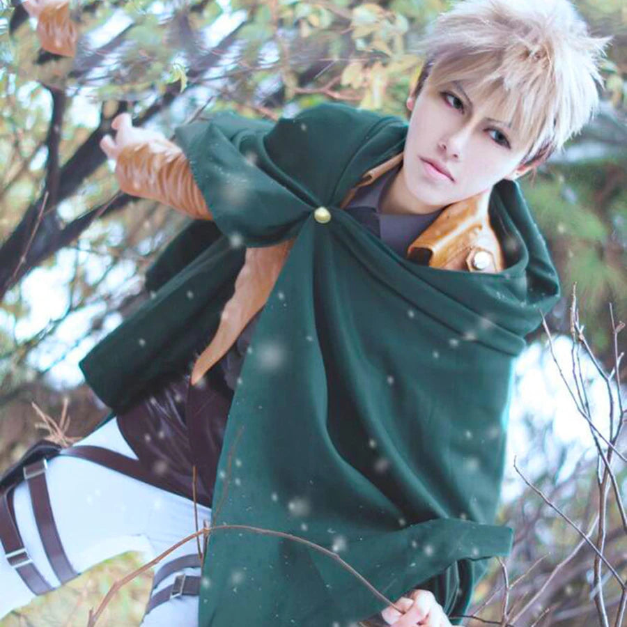 Attack on Titan Cosplay Costume, Anime Shingeki no Kyojin Cosplay, Jacket Coat, Eren Scout Legion, Green Cape Coat, Halloween