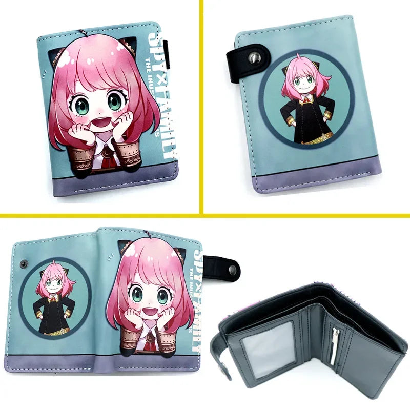 Anime SPY×FAMILY Loid Anya Forger Yor PU Bifold Short Wallets Coin Purse with Inner Zipper Pocket