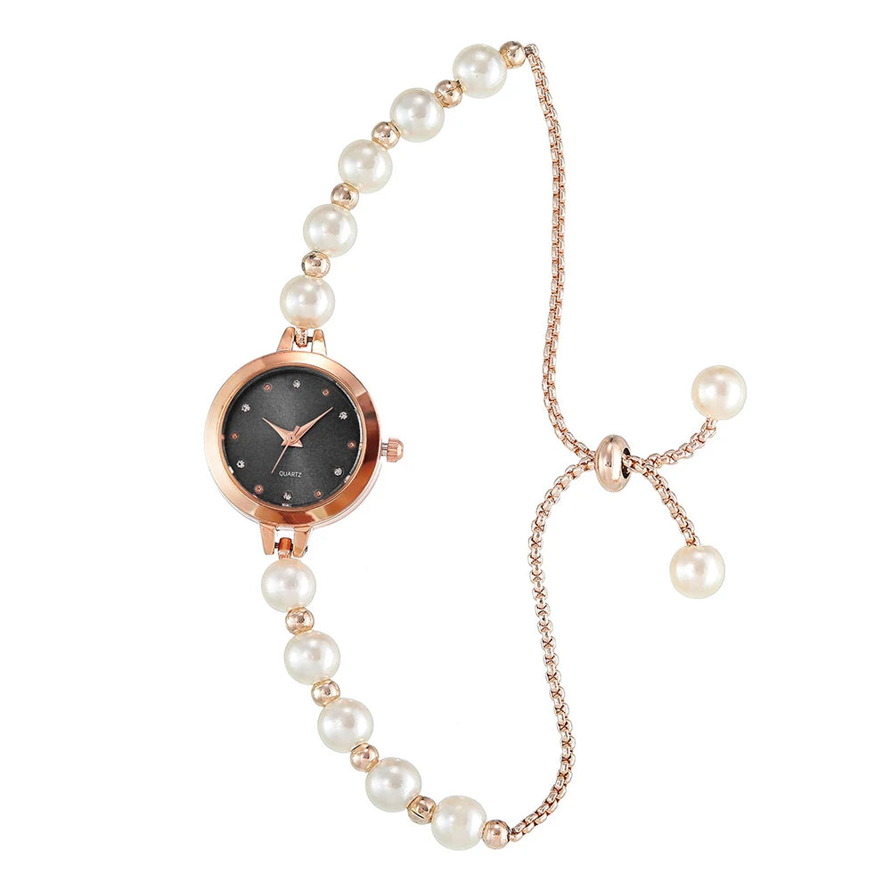 LUCKY FOX nouveau Style minimaliste Bracelet de perles femmes montre à Quartz à la mode petit disque conception lumière luxe bijoux femmes montre