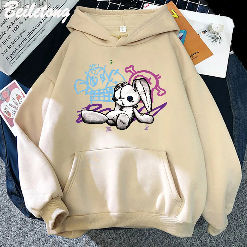Arcane Jinx Hoodie Monkey Doll Rabbit Graffiti Grunge Style Kpop Clothes Black Anime Sweatshirt Streetwear Unisex Women Clothing