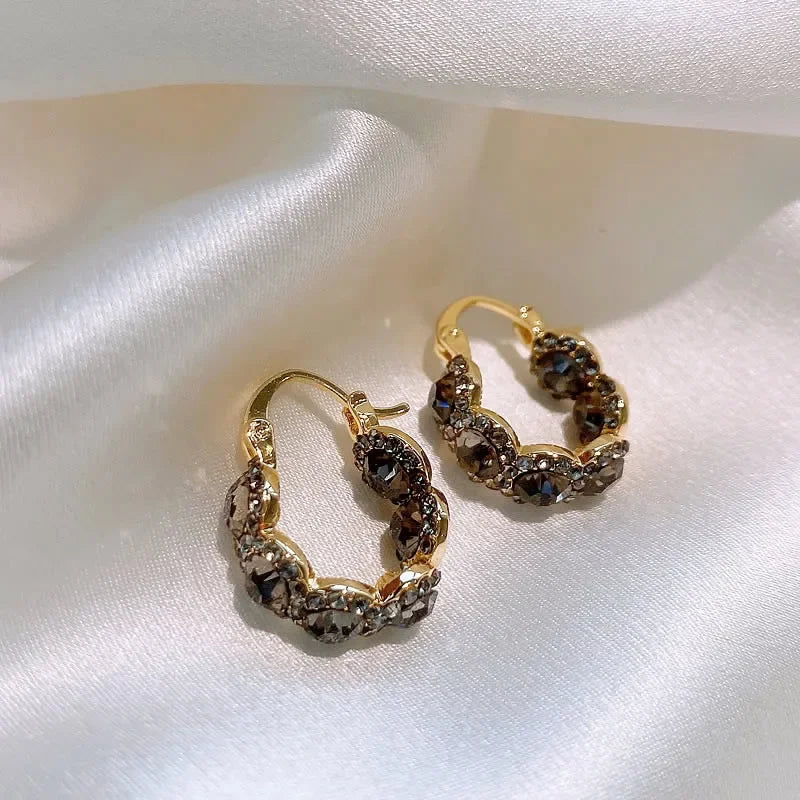 Boucles d'oreilles carrées en cristal gris plaqué or, nouveau Design coréen, bijoux à la mode, accessoires de travail quotidiens élégants pour femmes, 2023