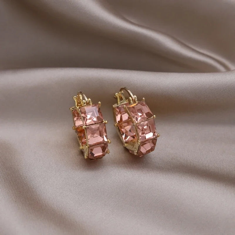 Boucles d'oreilles carrées en cristal gris plaqué or, nouveau Design coréen, bijoux à la mode, accessoires de travail quotidiens élégants pour femmes, 2023