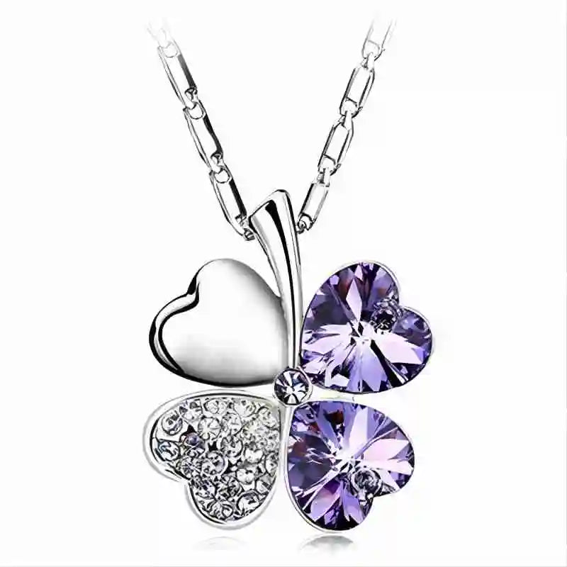 Cristal 4 feuilles trèfle pendentif colliers amant cadeau d'anniversaire qualité mode bijoux livraison directe charme filles mariage